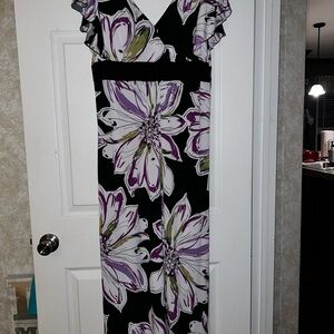dressbarn Black and Purple Floral Maxi Dress